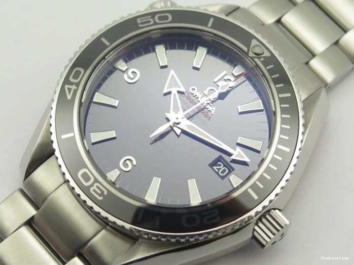 0307 HighPerformance Seamaster Planet Ocean GMT 600M Blue Dial SS On Blue Rubber Strap A 8278